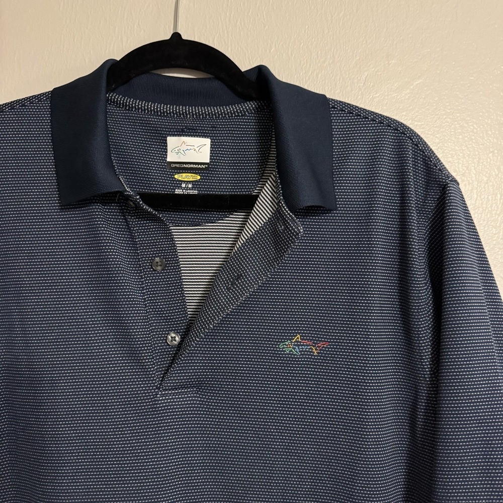 Greg Norman Polo Shirt Mens Size XL Blue Shark Golf Casual Short Sleeve Dad